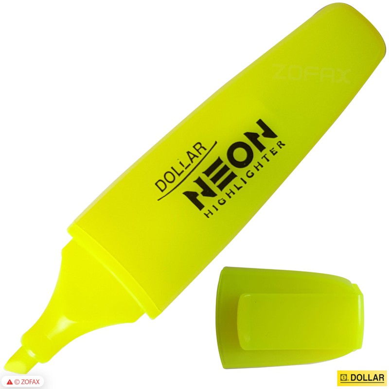 DOLLAR NeoGrip Highlighter Pens, YELLOW, Pack of 5, Chisel Tip