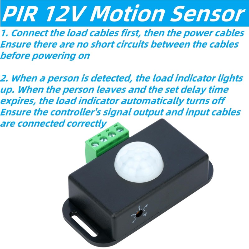 MTDELE 3Pcs 12V Motion Sensor Adjustable Lights-Off Delay (1-10 Min)