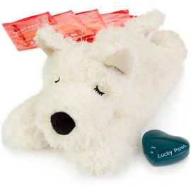 Lucky Paws® UK heartbeat toy for puppy - puppy heartbeat comforter for separation anxiety - calming puppy toys - dog heartbeat toy - heart beat teddy for dogs - dog anxiety toy (Snowy, White)