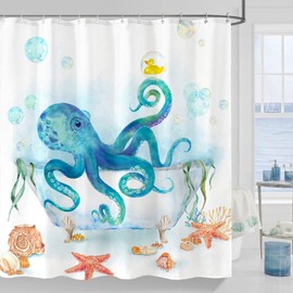 Yeoiat Funny Shower Curtain Octopus Shower Curtain Funny Decorative Shower Curtains for Bathroom Fun Shower Curtain Set with 12 Hooks Octopus01 72×72 Inches