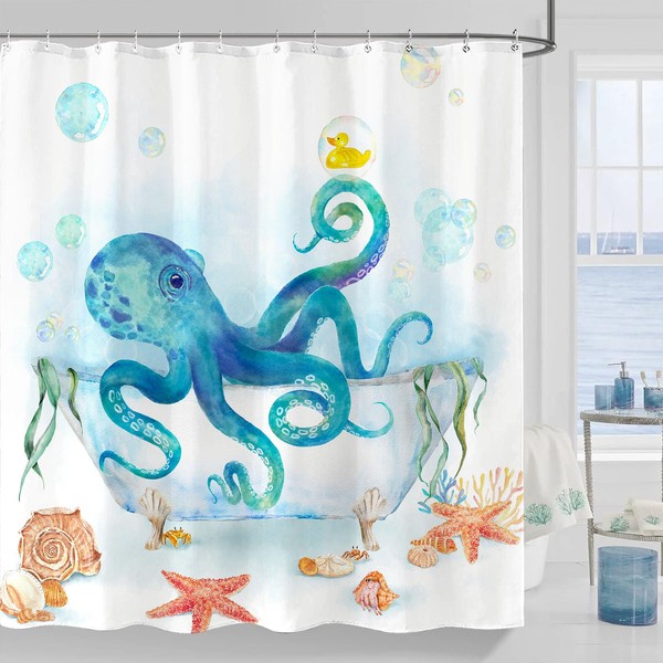 Yeoiat Funny Shower Curtain Octopus Shower Curtain Funny Decorative Shower
