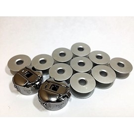 2 BOBBIN CASE(52237) & 10 ALUMINUM BOBBIN FOR JUKI INDUSTRIAL SEWING MACHINE