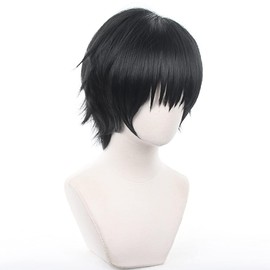 Gorgewg Wig for Toji Fushiguro Cosplay Wig Adult Women Costume Party Roleplay Short Black Synthetic Hair