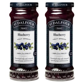 St. Dalfour Blueberry Fruit Spread - 10oz - 100% from Fruit, No Artificial Ingredients, Non-GMO, No Cane Sugars, All Natural - Pack of 2