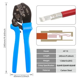 HKS Ratchet Crimping Tool for 5, 30 & 45 Amp Contacts DC Power Connector, Powerpole Crimper with Build-in Orientation Block