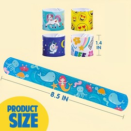 ASPIRE UK 10 x Slap Bands - Slap Bracelets - Wrist Bracelets Assorted Wristband Gift - Party Bag Fillers for kids with Unique Design Birthday Party Favours Pack - Snap Bands Kids Party Supplies