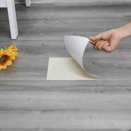 20 PCS Peel and Stick Floor Tile, 36in×6in, Natural Grey Wood Grain Look, Self Adhesive and Waterproof for Transfer Bathroom, Kitchen, Living Room, Bedroom(30 Sq.ft)
