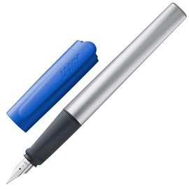 LAMY nexx 087 Fountain Pen Aluminium in Blue with Non-Slip Grip and Steel Nib Size LH