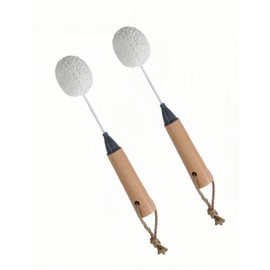 Bepisof 2Pack Non-Scratch Foam Bristle Scrubber,Wine Glass Cleaning Brush, Bamboo Handle Glass Scrubber for Champagne Flutes Glassware