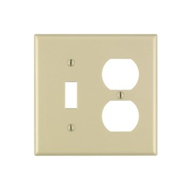 Leviton 2-Gang 1-Toggle 1-Duplex Device Combination Wallplate, Standard Size, Thermoset, Device Mount, 86005, Ivory