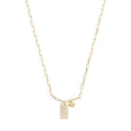 COACH Women's Signature Quilted Cut-Out Hangtag Pendant Necklace