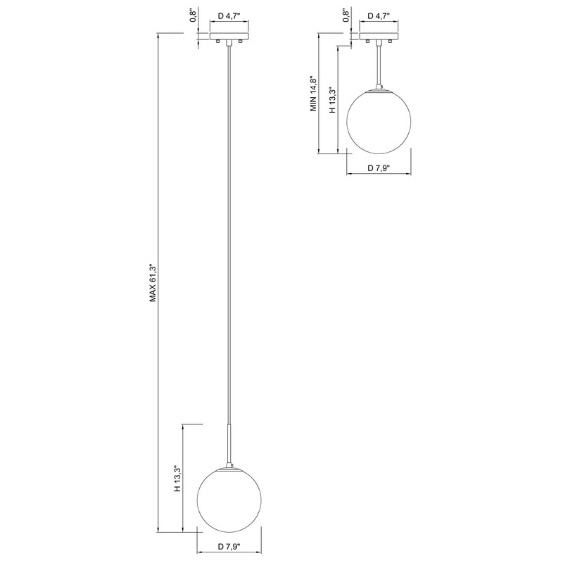 ALICE HOUSE 2 Packed 8-inch Modern Kitchen Island Pendant Lights,