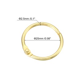 uxcell Shower Curtain Rings,24pcs - Carbon Steel Round Snap Shower Curtain Hooks, 1 Inch Loose Leaf Binder Rings for Shower Curtain Rods (Gold)