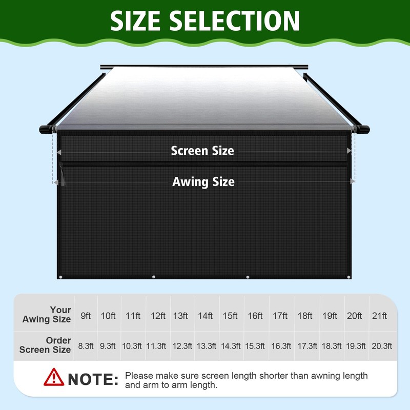 Dulepax RV Awning Shade Screen with Zipper 8'X15'3'' -Second Generation