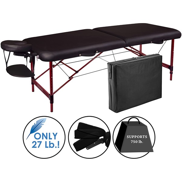 Master Massage Zephyr Lightweight Portable Massage Table Package, Black