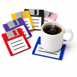 Genérico Portavasos Retro en Forma de Disquete | Set de 6 Portavasos Retro para Escritorio Gamer y Oficina | Regalo para Programadores y Amantes de la