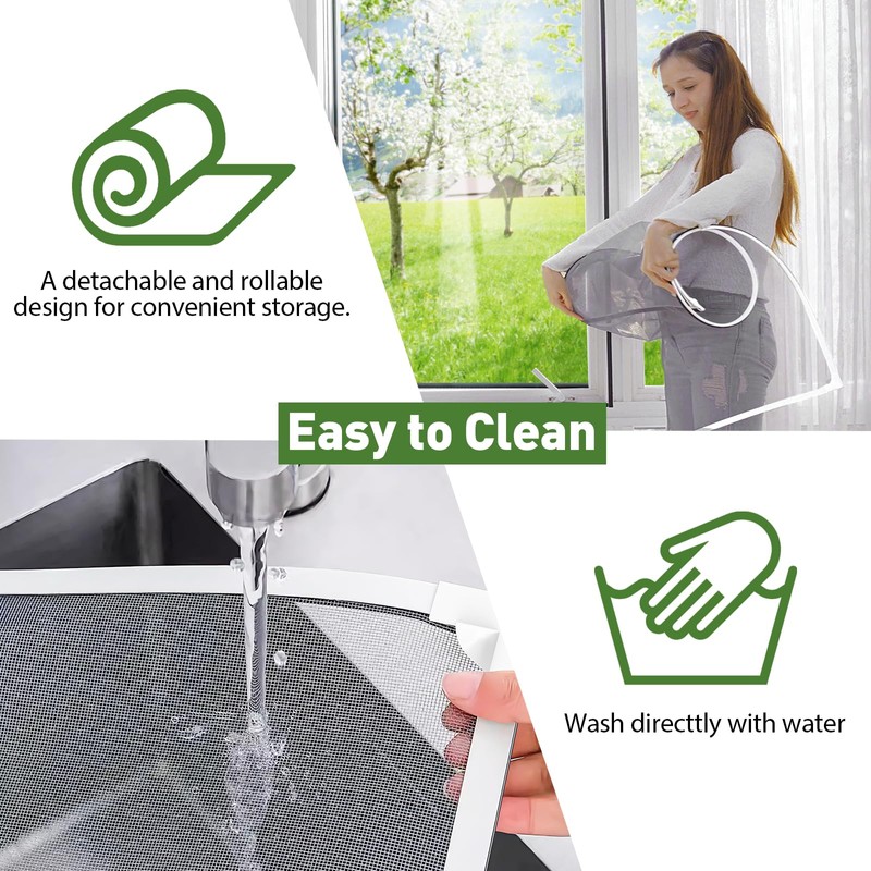 HOFUDON Window Screen Adjustable Magnetic Window Screen Replacement Max 43”