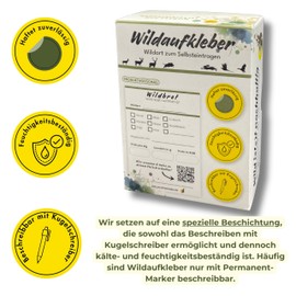 Jägerschmiede Game Stickers, Pack of 100, A7 Format, 105 x 74 mm, Moisture-Resistant, Freezer-Safe & Writeable | Venison Stickers, Stickers for Game Meat, Labels [Bestseller]