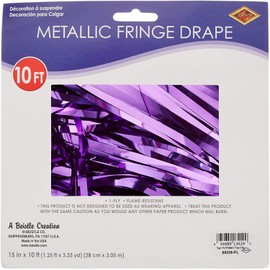 Beistle 55039-PL Packaged 1-Ply Flame Proof Metallic Fringe Drape, 15-Inch by 10-Feet