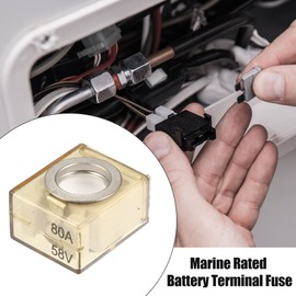 X AUTOHAUX Waterproof 80A Marine Rated Battery Fuse Terminal Fuse Only 58V DC Maximum
