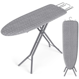 SONGMICS Ironing Board, Foldable Iron Board, Height Adjustable up to 35 Inches, with 4 Layered Cover and Pad, Iron Rest, Hook, Steel X-Legs, for Home, Laundry Room, Dorm, Dove Gray ULLB001G01
