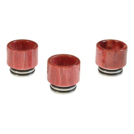 Armerah 810 Drip Tip eCig Mouthpiece Short/Wide Stabilised-Wood/Steel 3 Pack Red