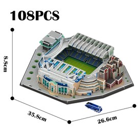 Georgie Porgy 3D Football Stadium Puzzle Toy DIY Building Model Kits Construction Sets (Stamford Bridge Stadium 108 Pieces)