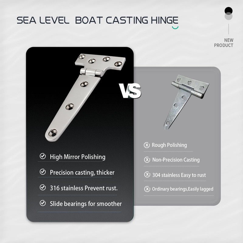 316 Stainless Steel T Hinges Marine Grade 6'' x 3"