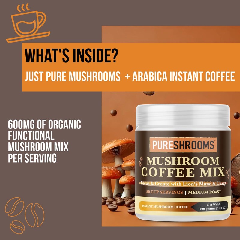 Focus & Create Adaptogenic Instant Mushroom Coffee – 50‑Serve Pack