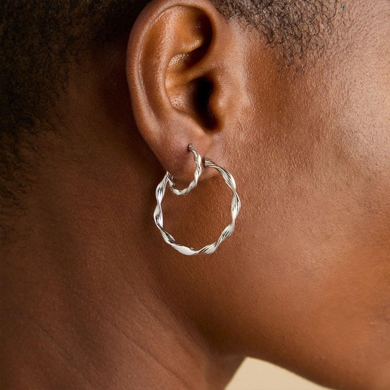 24 Pairs Chunky Silver Hoop Earrings Set for Women, Hypoallergenic