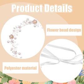 UEIOAVL Women's Fashion Headbands, haarschmuck hochzeit gold Braut-Stirnband Haarschmuck Perlen-Haarschmuck Hochzeit Strass-Blumen-Stirnband mit Luftschlange Blumenmädchen geeignet für Hochzeitsfeier