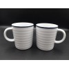 Crate & Barrel White Ribbed Blue Trim Portugal Roulette Spal