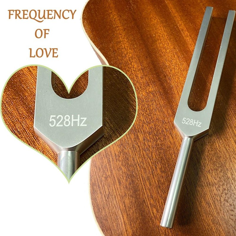 Cucioki 528Hz Tuning Fork with Resonance Box Wooden Speaker Silver