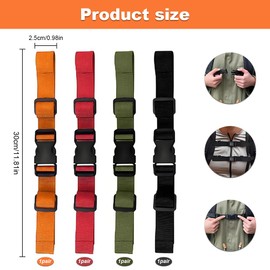 YDAKGUEY 4 Pair Backpack Chest Straps, Heavy Duty Adjustable Sternum Bumbag Extender Strap with Quick Release Buckle for Kids Hiking and Jogging - Olive drab, Black, Red, Orange