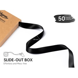 Keypan Black Ribbon 7/8 Inch 50 Yards Double-Faced Polyester Hair Satin Ribbons for Women, for Wrapping Paper Bows Gift Wedding Invitations DIY Crafts