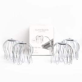 CULTIVEA - Gutter Screen Made of Galvanised Steel (80 mm to 100 mm Diameter) - Gutter Filter - Leaf Protection Filter (Pack of 4)