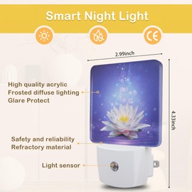 ENUIEO Lotus Flower Night Lights Plug into Wall, Magic White Lotus Flower Auto Sensor LED Night Lamp for Men Women Boys Girls Holiday Presents Gifts