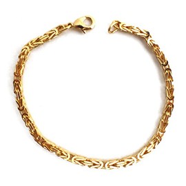 Tendenzalia Bizantiner Königsarmband quadratisch original italienische Kette 18kt vergoldet 3mm breit Länge 20cm BZG3-20