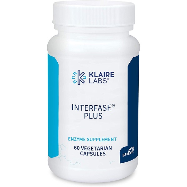 Klaire Labs Interfase Plus - 'AntiBiofilm' Enzyme Blend + EDTA - Gastrointestinal System, Gut Flora, Biofilm & Detox Support (60 Capsules)