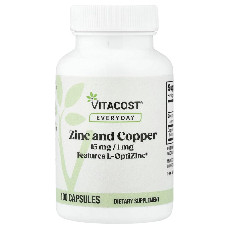Vitacost Zinc Copper 15 mg 1 mg - 100 cápsulas