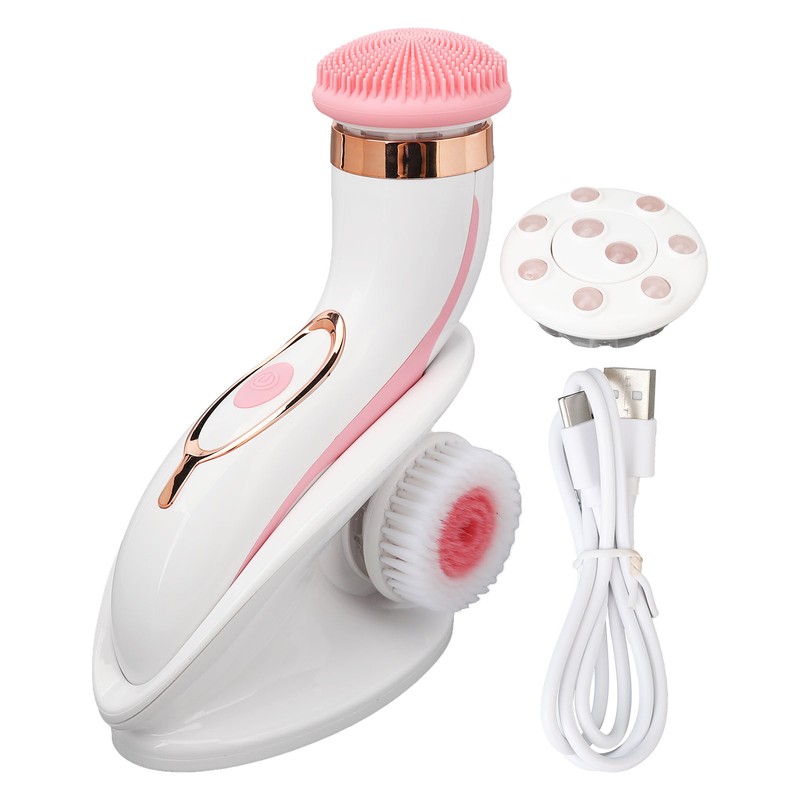 Electronic Facial Brush Reduce Fatigue Silicone Head Jadestone Roller Massaging