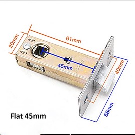 2PCS Tubular Mortice Latch 45 mm Flat Tongue Lock for for Spring Handle Door Room Bathroom Latches & Bolt