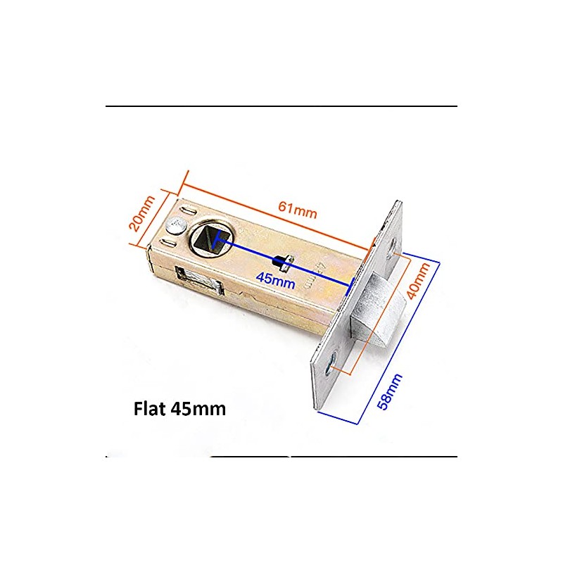 2PCS Tubular Mortice Latch 45 mm Flat Tongue Lock for