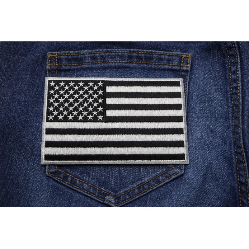 Ivamis Black and White American Flag Patch with White Borders-
