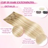 POGINJA Clip in Hair Extensions Real Human Hair, Remy Human