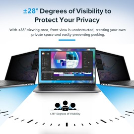 MOBDIK 14 inch Removable Laptop Privacy Screen Filter for 16:10 Ratio Monitor Anti-Glare & Privacy Filters for 14 Inch Anti Blue Light, Anti-Spy, Anti-Scratch, UV Blocking