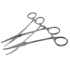 Pets Ears/Nose Hair Puller Straight & Curved Full Serrated Stainless Steel Home Hemostat Locking Forceps Professional Pet Grooming Tool for Cats & Dogs 2pcs Set (SILVER - 5.5")