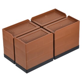 uxcell Furniture Risers 4.3 Inch, 4Pcs Rectangle Bed Risers Adjustable Couch Lifter for Extender for Bed Desk Sofa Table Lift Support Up to 1300Lbs, Brown