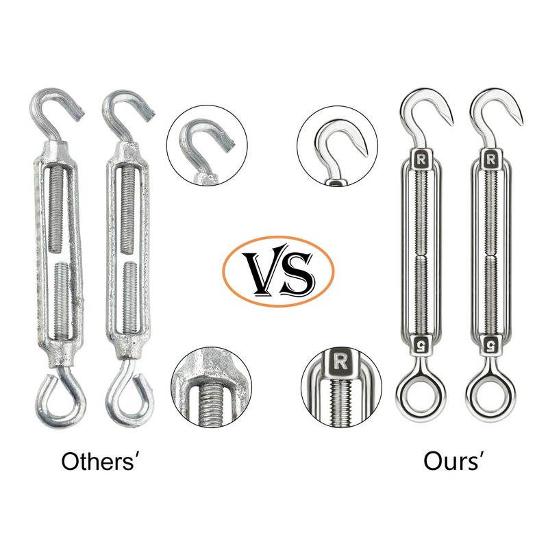 CHRORINE 5 Pcs Turnbuckle Wire Tensioner M5 Adjustable Turnbuckle Stainless