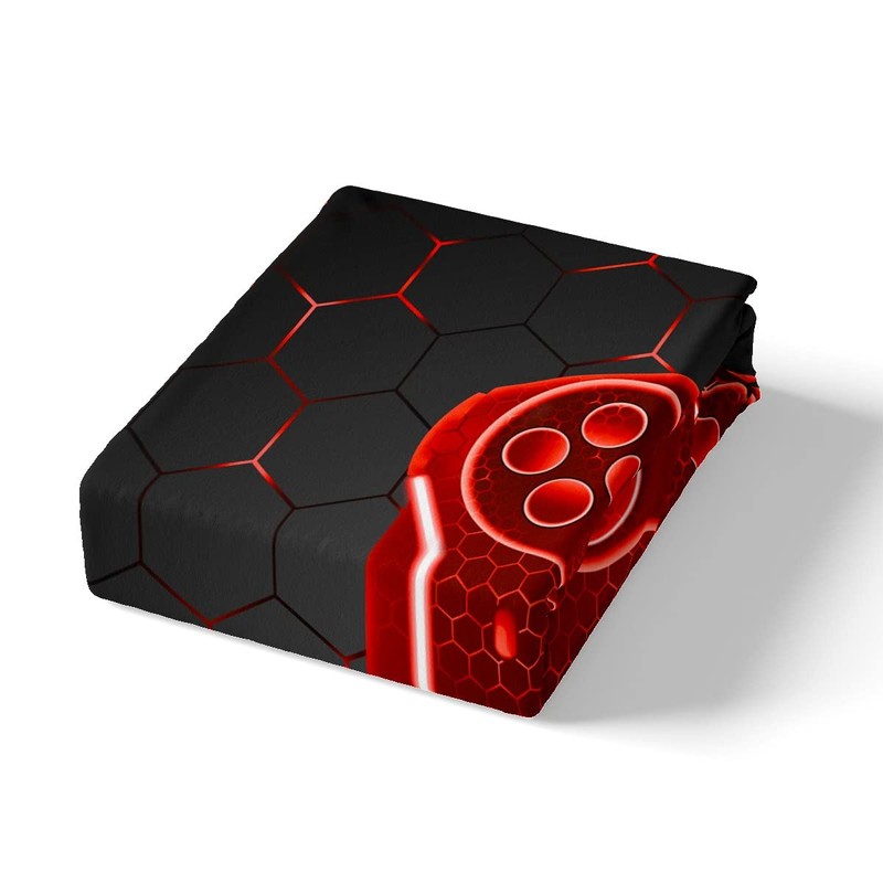 Loussiesd Cool Bedding for Teenager Double Bedding Gamer Red Black